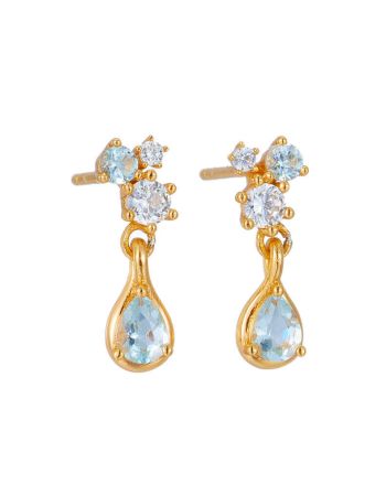 Classic Aquamarine & Swiss Blue Topaz Teardrop Dangle Earrings | TB1963