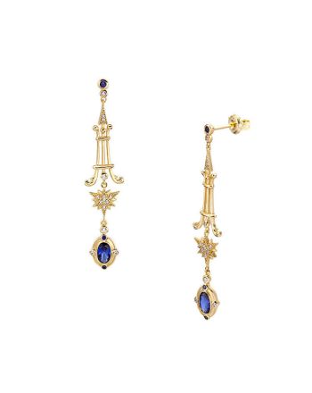 Baroque Sapphire Star Drop Earring Libra Birthstone | TB1218