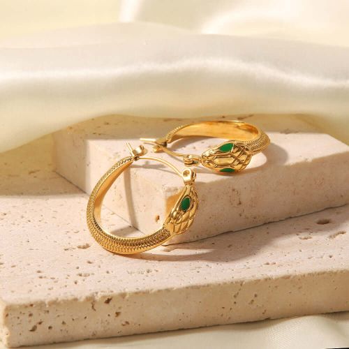 18K Gold Snake Huggie Hoops Earrings | JDE352